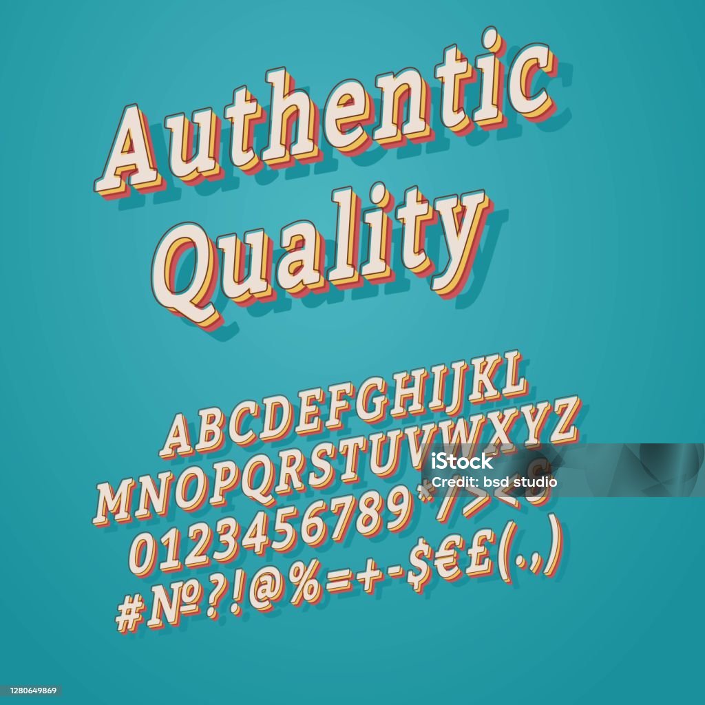Authentic Letters Authentic Quality Vintage 3d Vector Alphabet Set Stock Illustration ...