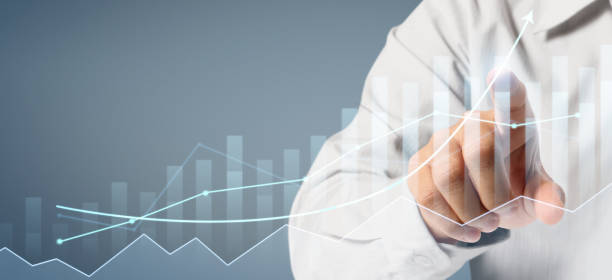 istock Businessman plan graph growth and increase of chart positive indicators 1280663419