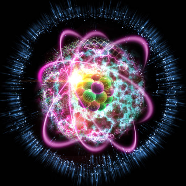 Atomic Particle 3D Illustration Close up of colorful atomic particle background science 3D illustration photon stock pictures, royalty-free photos & images