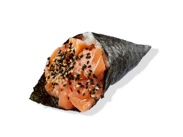 temaki salmone - temaki food sushi salmon foto e immagini stock