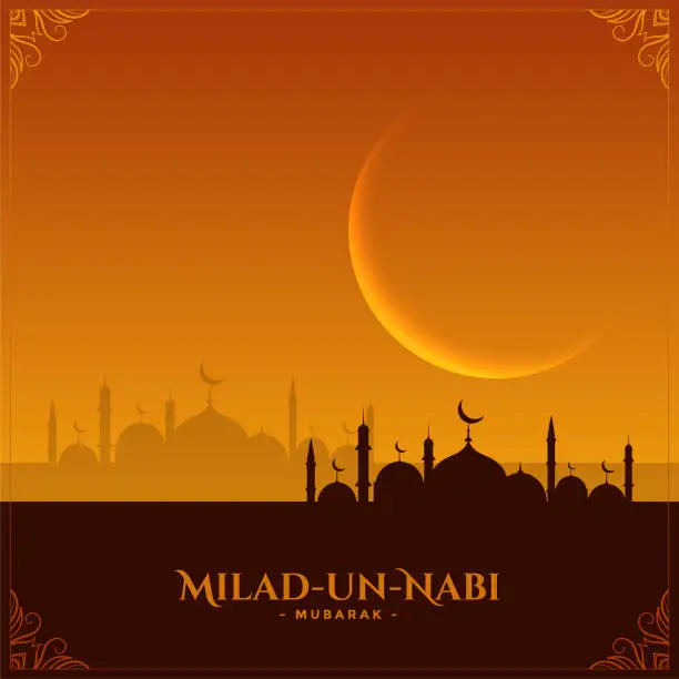 Vector illustration of wishes card for milad un nabi mubarak festival