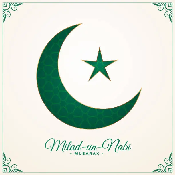 Vector illustration of milad un nabi green moon and star background design