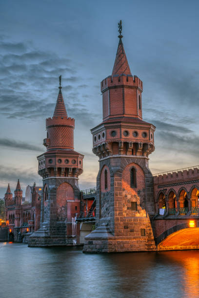 The beautiful Oberbaum Bridge in Berlin after sunset