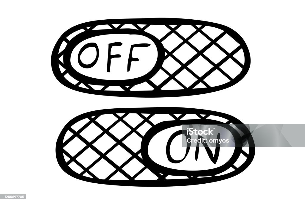Vector Doodle Hand Draw Sketch On Off Oval Button Or Switch Stock ...