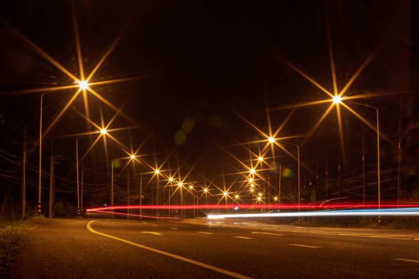 istock Plenty of lights on the road, curves. 1280698594