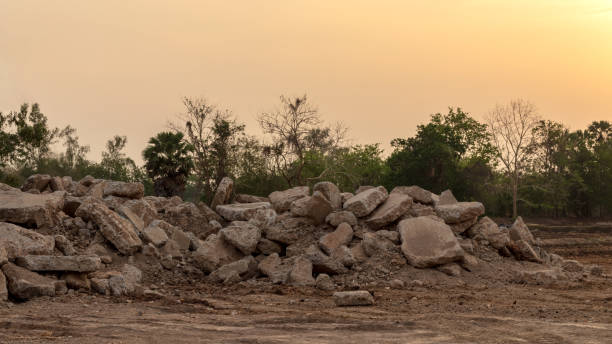 istock Concrete debris piles on the ground. 1280699475