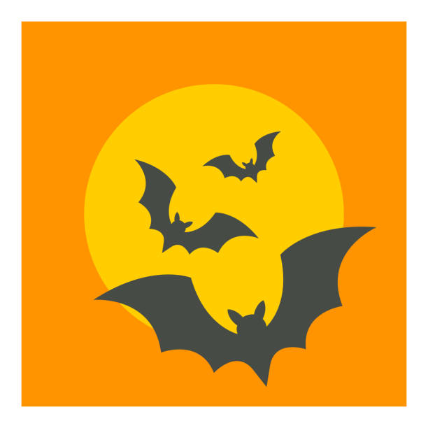 ilustraciones, imágenes clip art, dibujos animados e iconos de stock de iconos de murciélagos - bat halloween silhouette wing