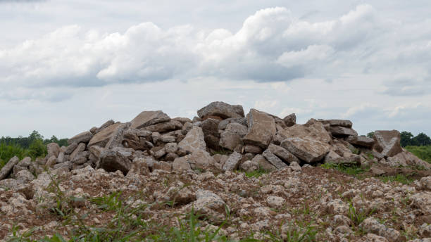 istock Concrete debris piles on rural land. 1280699788