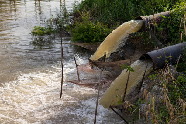 istock Water flows from the sewer to the canal. 1280700441