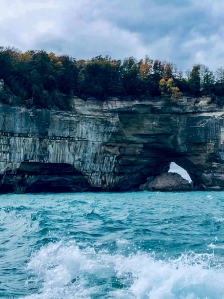 istock Arch in mountain at Pictured Rocks in Michigan 1280702103