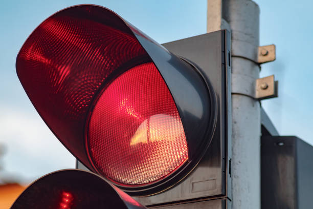 istock Red traffic light. Road signal transport control 1280705887