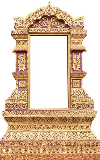 Photo of Isolate, Thai window frame, golden pattern.