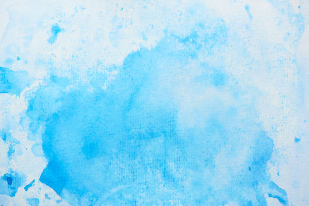 istock Hand painted blue watercolor abstract stain on white paper. Paint splash background 1280706476