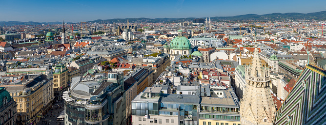 The first district in Vienna's city centre seen from St. Stephen's Cathedral