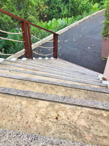 istock Outdoor concrete staircase with iron handrail 1280712094