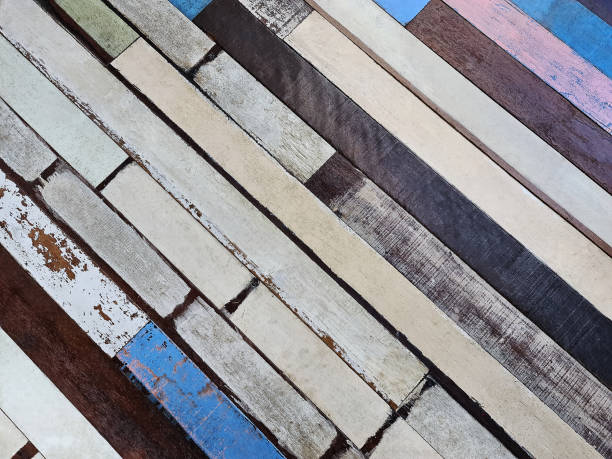 istock Full Frame Background of Old Colorful Wooden Plank Floor 1280713232