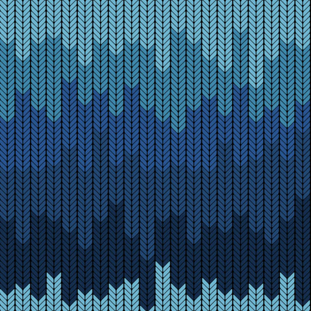 ilustrações, clipart, desenhos animados e ícones de padrão de malha de gradiente sem emenda em cores azuis. ilustração vetorial. tema de inverno. - knitting sweater crochet wool