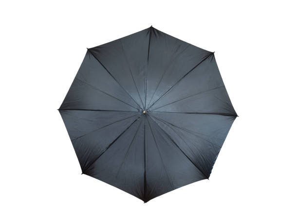 istock Black umbrella isolated on white background with clipping path, top view 1280716483