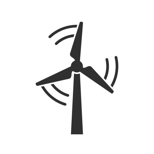 ilustrações, clipart, desenhos animados e ícones de ícone do símbolo de energia da turbina eólica. logotipo de energia de ecologia de moinhos de vento forma sinal. imagem de ilustração vetorial. isolado em fundo branco. - turbina eólica