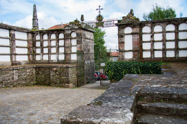 cemetery Santiago de Compostela,Spain - Jun 2009: Ancient cemetery, park, Parque de San Domingos de Bonaval.Santiago de Compostela, Galicia, Spain. Europe kirkyard stock pictures, royalty-free photos & images