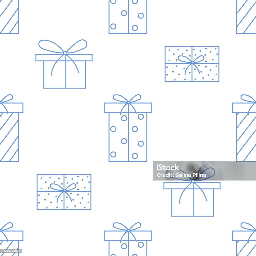 Box Pattern Blue Seamless Pattern With Blue Gift Boxes Stock Illustration - Download ...