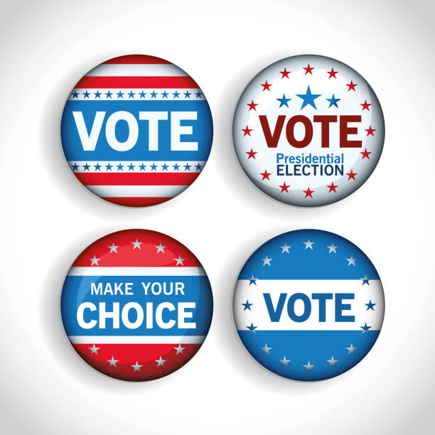istock Presidential election usa vote buttons with stars set vector design 1280727178