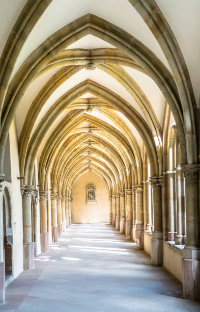 arcade de la catedral del claustro gótico alemán - trierer dom fotografías e imágenes de stock