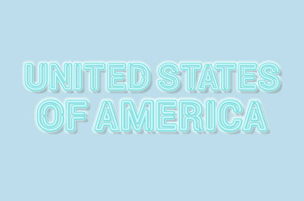 die vereinigten staaten von amerika weichen blauen neonbuchstaben leuchtet aus. vektor-illustration - off englisches wort stock-grafiken, -clipart, -cartoons und -symbole