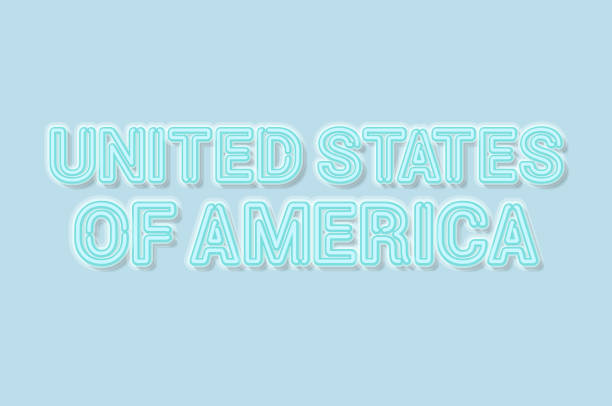 illustrations, cliparts, dessins animés et icônes de états-unis d’amérique doux lettres au néon bleu éteint. illustration vectorielle - off mot anglais