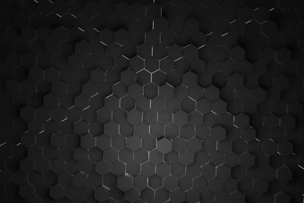 istock 3d black hexagon background with beautiful lighting conditions 1280732484