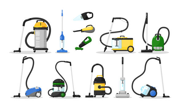 вакуумный очиститель электрический набор значков бытовой техники - vacuum cleaner stock illustrations