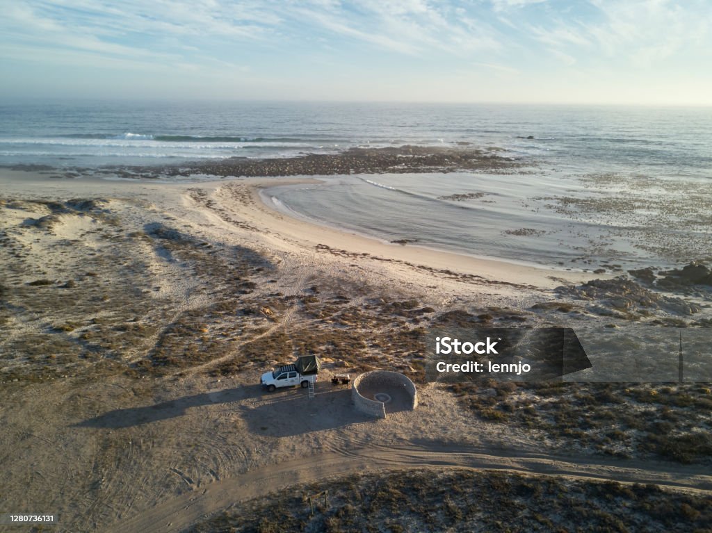 Campsite Kwass se baai in Namaqualand, South Africa Camping Stock Photo