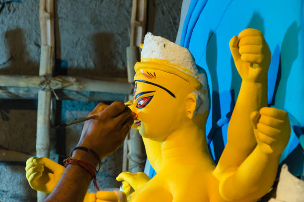 istock Hands painting idol of Goddess Durga 1280736204