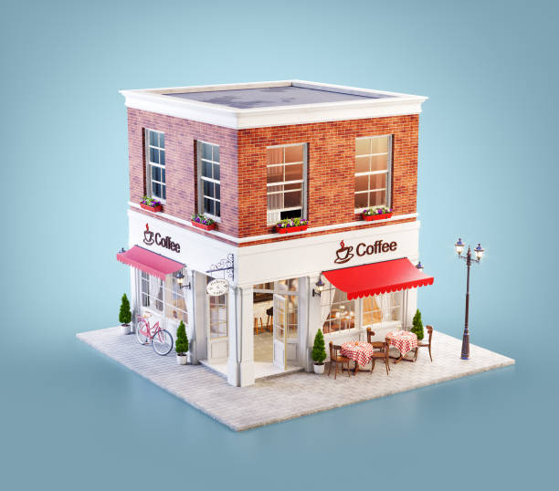istock Unusual 3d illustration of a cozy cafe 1280737022