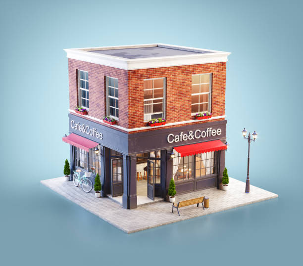 istock Unusual 3d illustration of a cozy cafe 1280737029