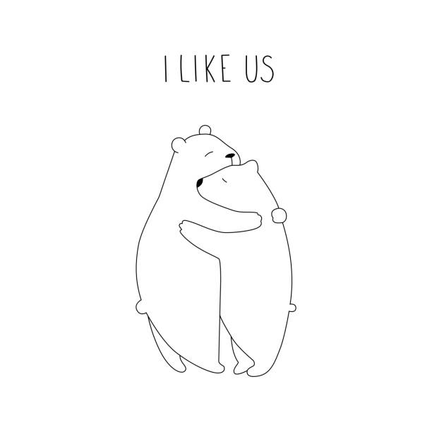 Cute Cuddling Bears With Lettering I Like Us Bears Hugging Vector  Illustration Isolated On White Background Holiday Greeting Card For  Valentines Day Stock Illustration - Download Image Now - iStock