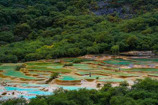 The colorful pools in Huanglong valley, Sichuan province, China.