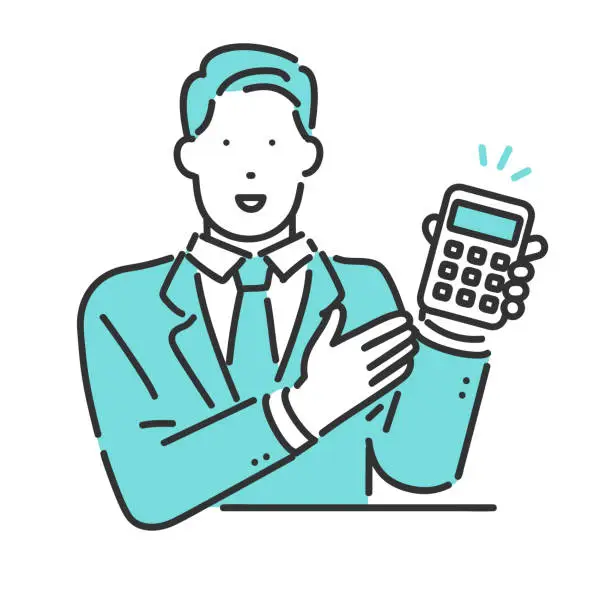 Vector illustration of Business person making a quote with a calculator