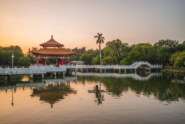 nianci pavilion of Tainan park in Tainan, Taiwan. the translation of the chinese text is nianci pavilion