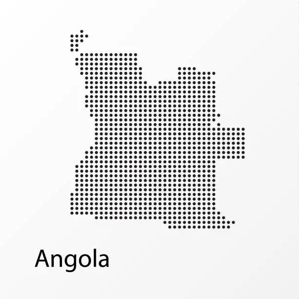 Vector illustration of Vector illustration of a geographical map of Angola in dots