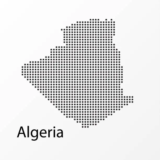 Vector illustration of Vector illustration geographical map of Algeria in dots.