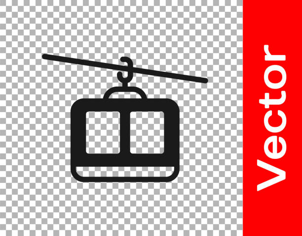 ilustrações de stock, clip art, desenhos animados e ícones de black cable car icon isolated on transparent background. funicular sign. vector - vista aérea de carro recorte