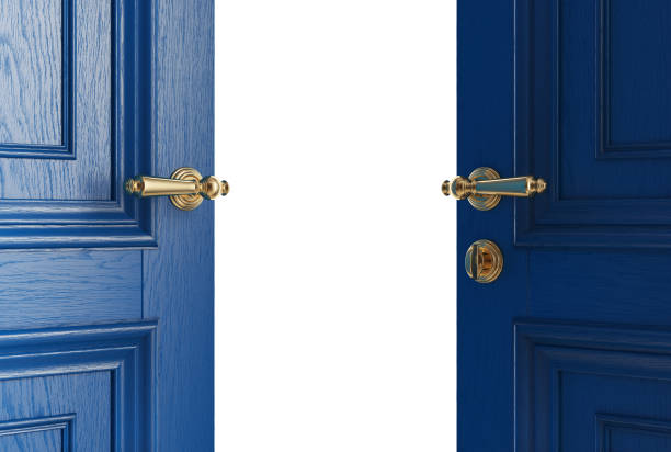 Classic doors opening to the bright light. Clipping path included, 3d illustration.