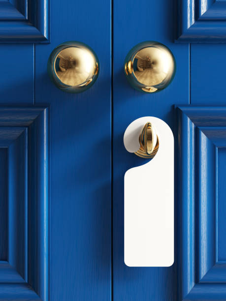 istock Luxury classic doors with empty label 
