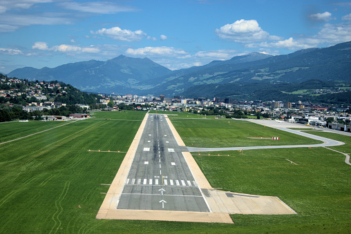 Arriving witz a plane at the airport in Innsbruck in Austria July 5,2020