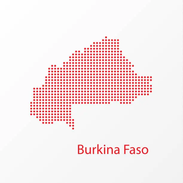 Vector illustration of Dots Burkina Faso Vector Geographical Map