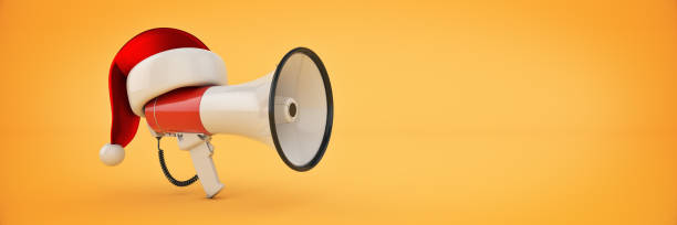 megaphone isolated, Christmas concept. 3d rendering megaphone isolated, Christmas concept. 3d rendering italian music stock pictures, royalty-free photos & images