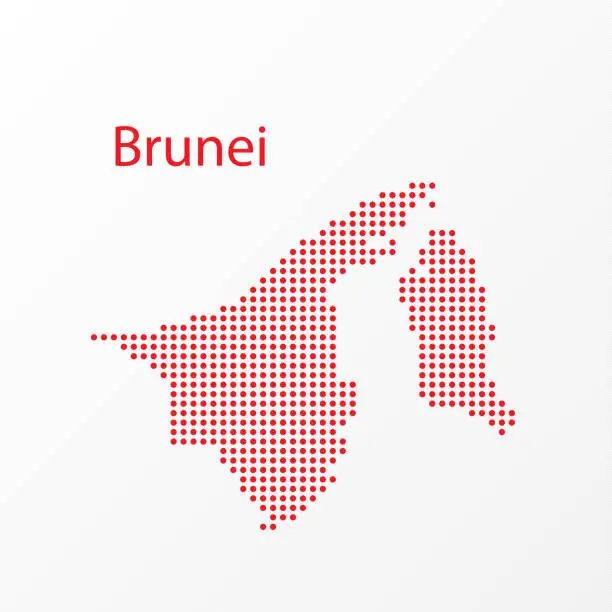 Vector illustration of Dots Brunei Vector Geographical Map