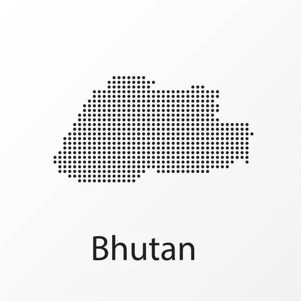 Vector illustration of Dotted map of Bhutan and unclean caption. Vector