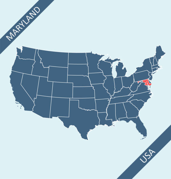 Maryland On Usa Map Stock Download Image Now Flat Maryland On Usa Map